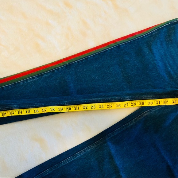🇮🇹New Gucci Green Red Side Stripe Straight Leg Blue Jeans🇮🇹 - Picture 10 of 16